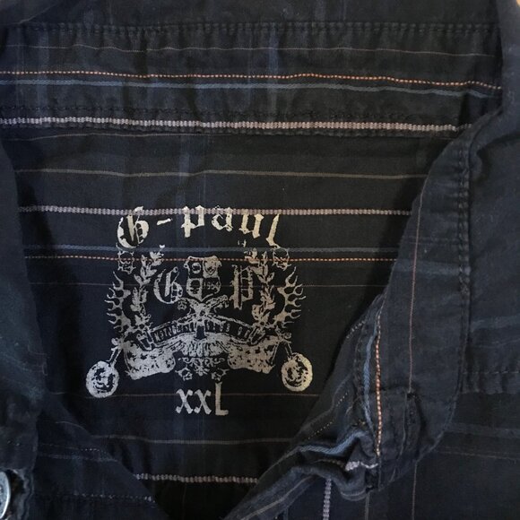 G-Paul Jeans XXL Mens Long Sleeve Button Down Shirt Cotton Black Gray Plaid - Picture 4 of 8